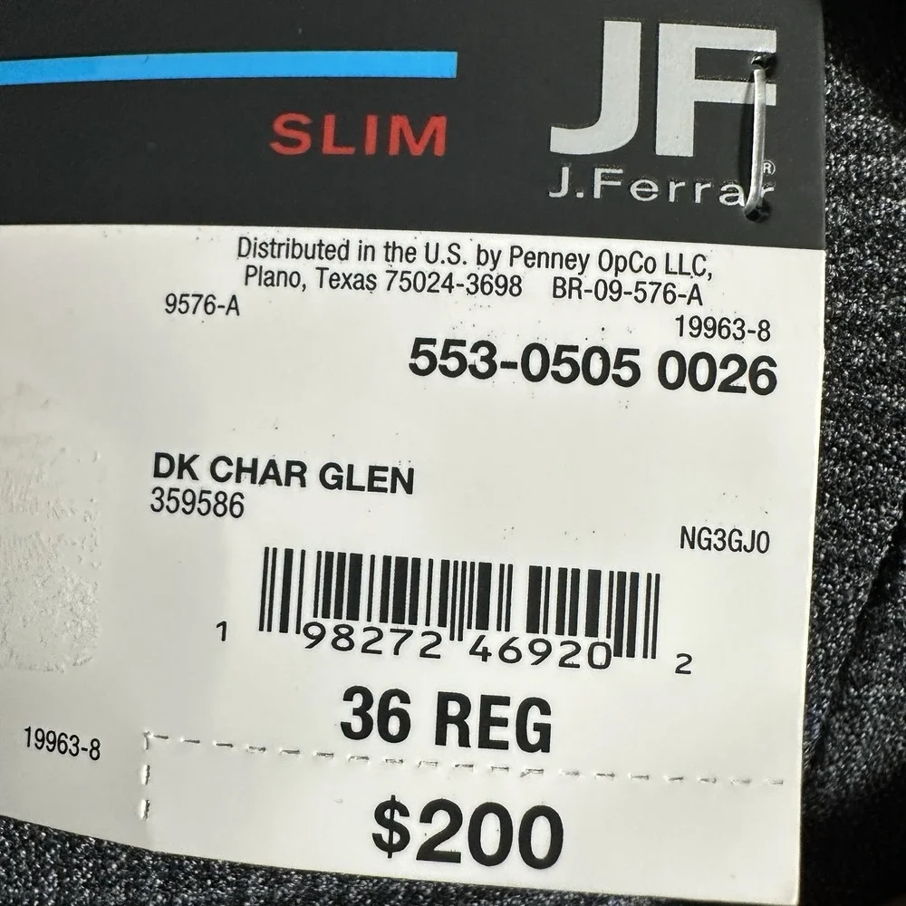 J Ferrar Mens 36‎ R Suit Jacket Slim Fit Charcoal Ultra Comfort Stretch Formal